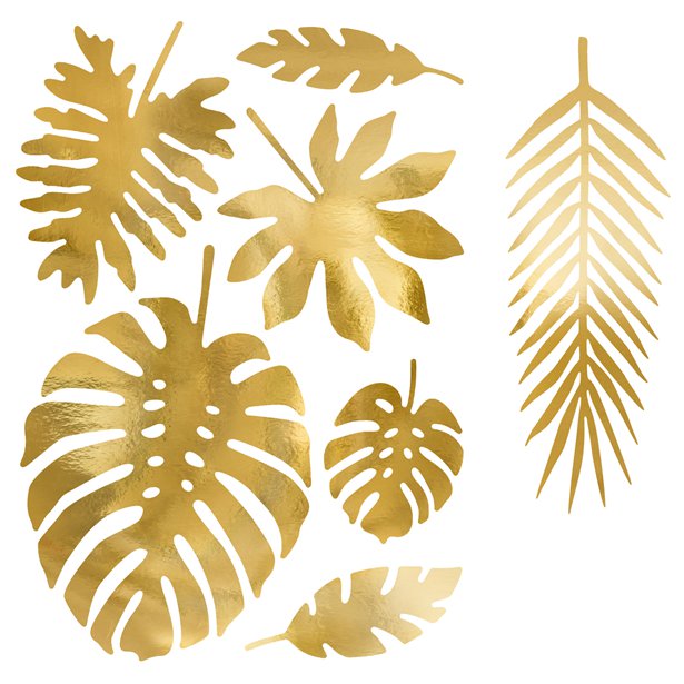 Gold Tropical Leaf Decorations (21pcs) – product image 1