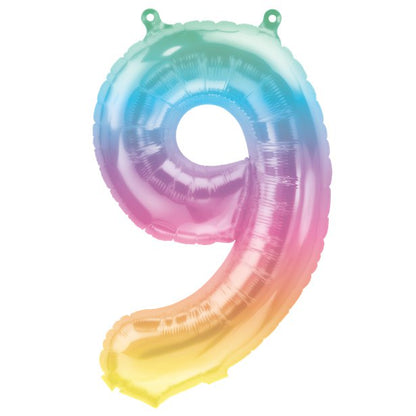 Pastel Ombre Number Balloons - 16" Air Fill