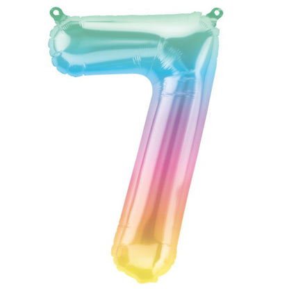 Pastel Ombre Number Balloons - 16" Air Fill