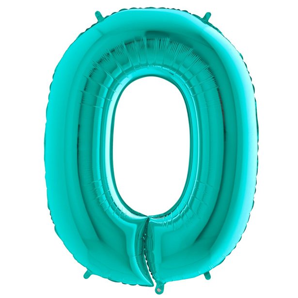 Tiffany Blue Foil Number Balloons - 40" – number 0 – product image 2