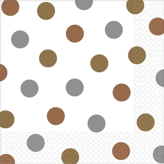Metallic Polka Dot Napkins - 33cm (16pk)