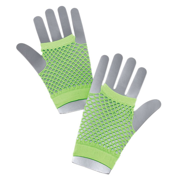 Neon Green Fishnet Gloves