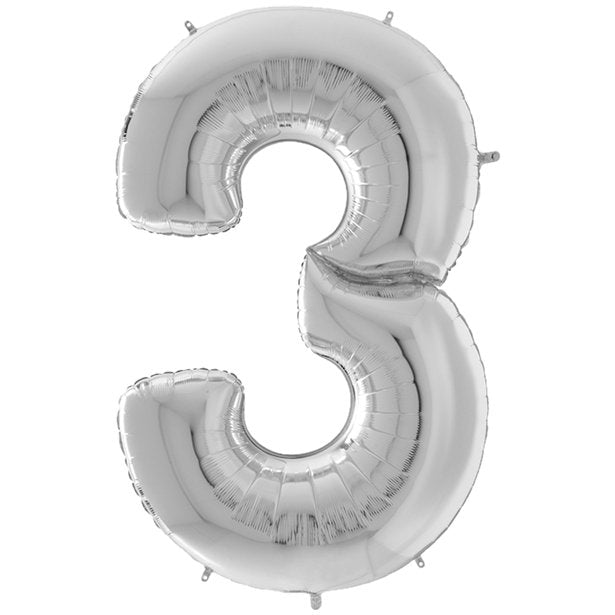 Silver Foil Number Balloons - 64" – number 3 – product image 6