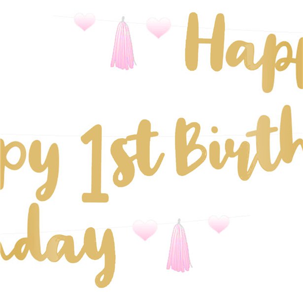 1st Birthday Pink Letter Banner - 1.8m – product image 2
