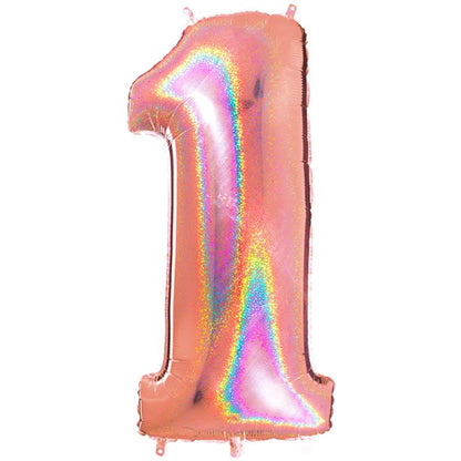 Glitter Rose Gold Foil Number Balloons - 40"