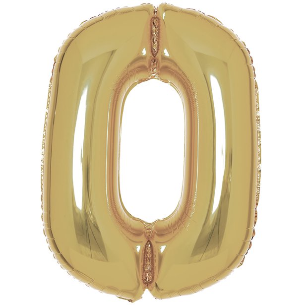 White Gold Foil Number Balloons - 34" – number 0 – product image 2
