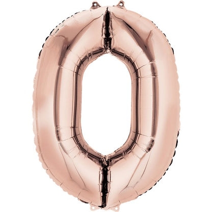 Rose Goid Foil Number Balloons - 16" Air Fill