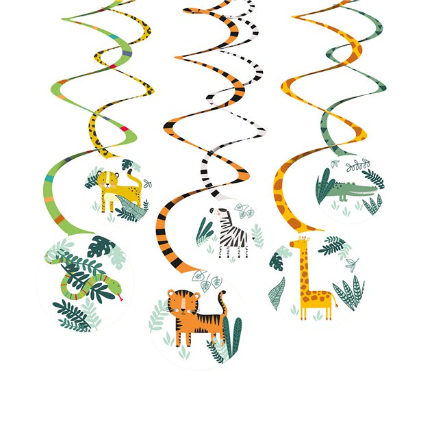 Get Wild Safari Hanging Swirl Decorations (6pk)
