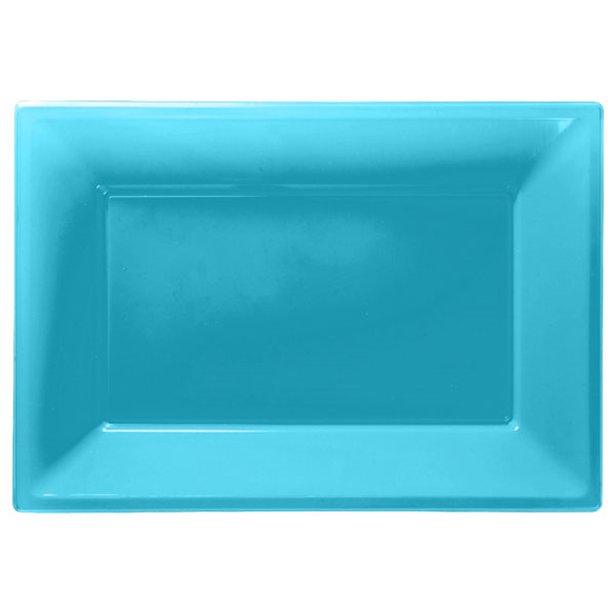 Turquoise Plastic Serving Platters - 23cm x 32cm (3pk)