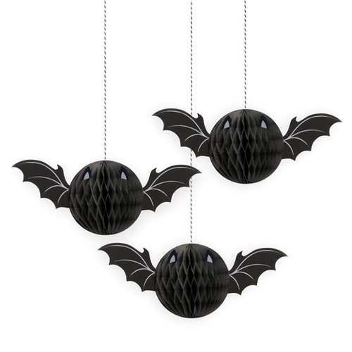 Bat Honeycomb Hanging Decoration - 20cm (3pk)