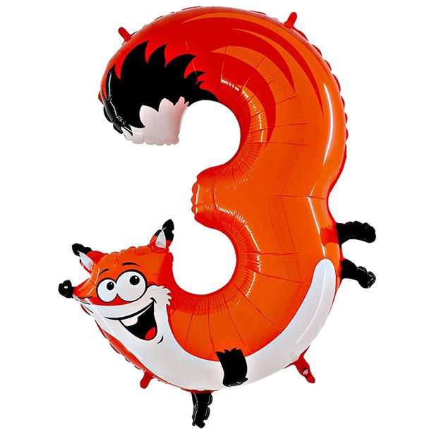 Animal Foil Number Balloons - 40" – number 3 – product image 5