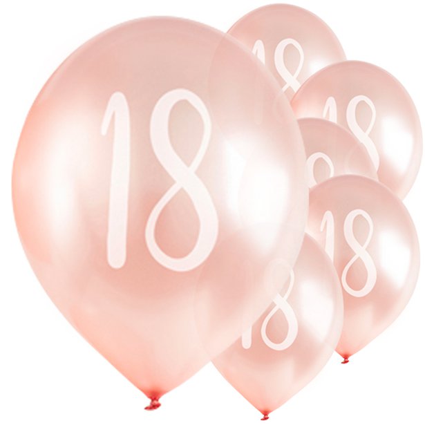 Rose Gold 18th Milestone Balloons - 12" Latex (5pk) – product image 1