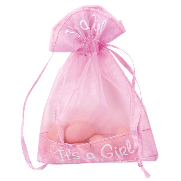It's A Girl' Organza Pouch - 9.5cm x 13cm (10pk)