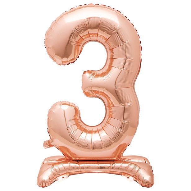 Rose Gold Standing Number Balloons - 30" Air Fill – number 3 – product image 6
