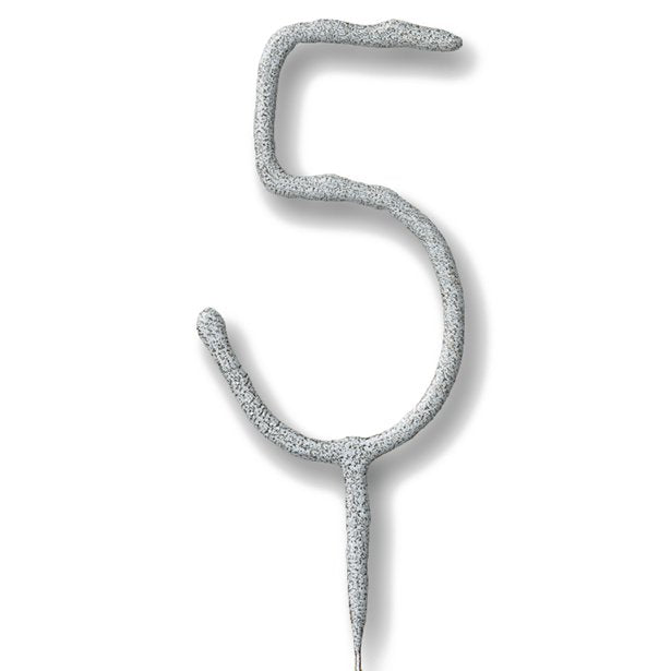 Silver Number 5 Sparkler Candle - 7" – product image 1