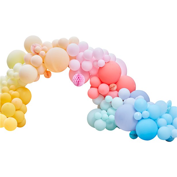 Brights & Fans Balloon Arch Backdrop - 200 Balloons