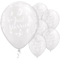 Just Married Butterflies Diamond Clear Wedding Balloons - 11" Latex (25pk)