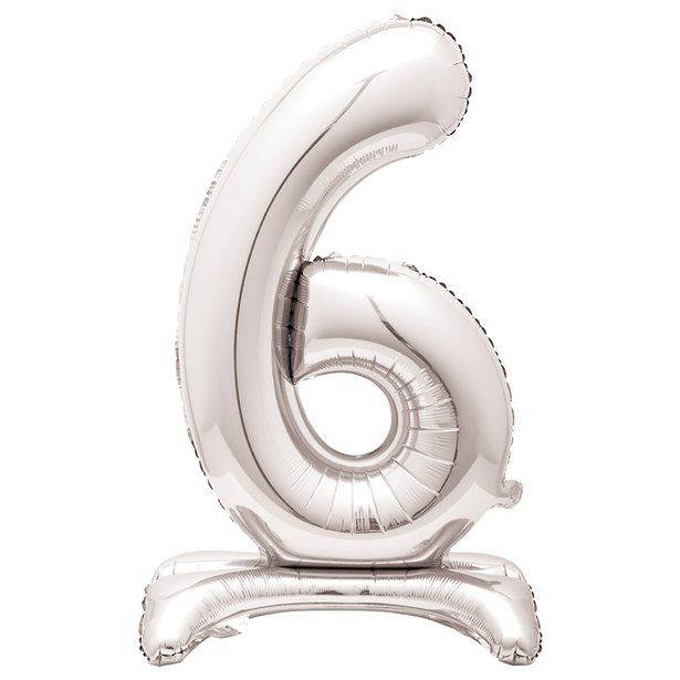 Silver Standing Number Balloons - 30" Air Fill – number 6 – product image 8