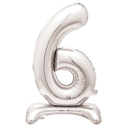 Silver Standing Number Balloons - 30" Air Fill