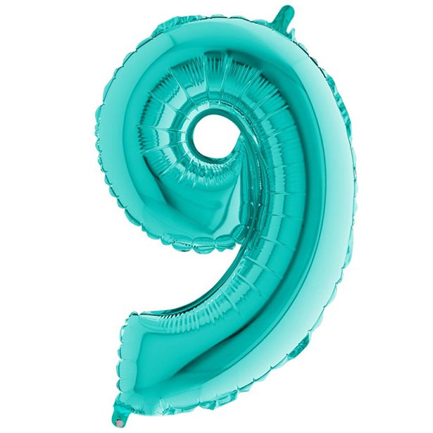 Tiffany Blue Foil Number Balloons - 40" – number 9 – product image 11