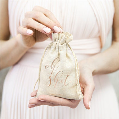 Rose Gold 'Oh Shit' Cotton Hangover Kit Pouches (10pk)