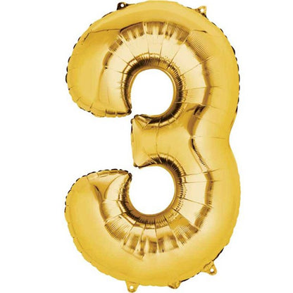 Gold Foil Number Balloons - 16" Air Fill