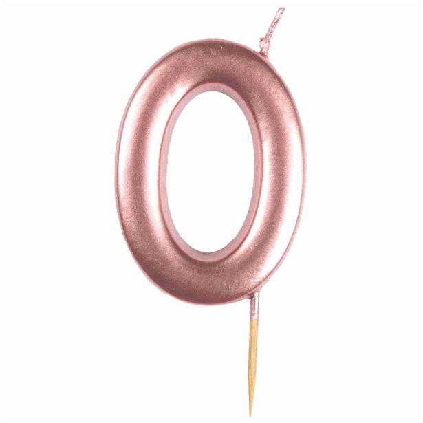 Number 0 Rose Gold Candle