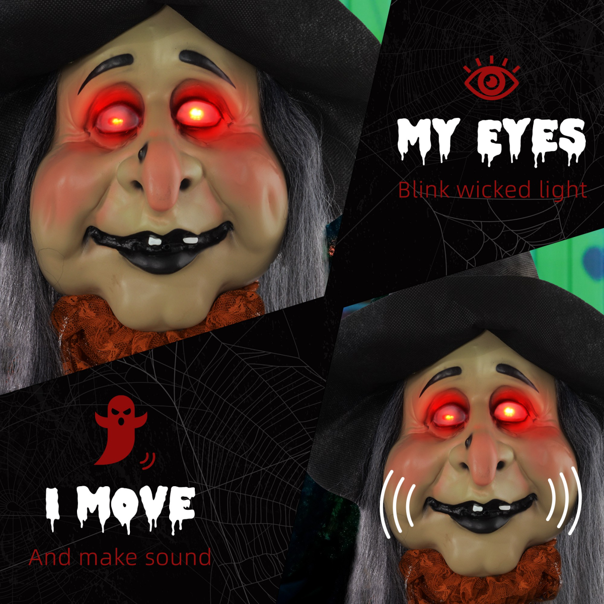 HOMCOM Outdoor Halloween Animatronic with Sound Activated, Light Up Eyes – product image 5