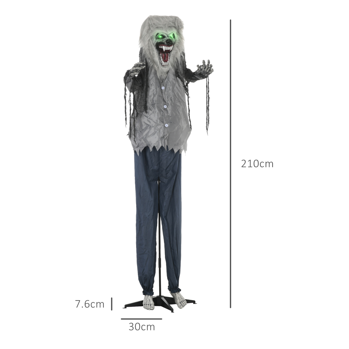 HOMCOM Halloween Skeleton Werewolf Animatronic Prop with Light Up Eyes – product image 5