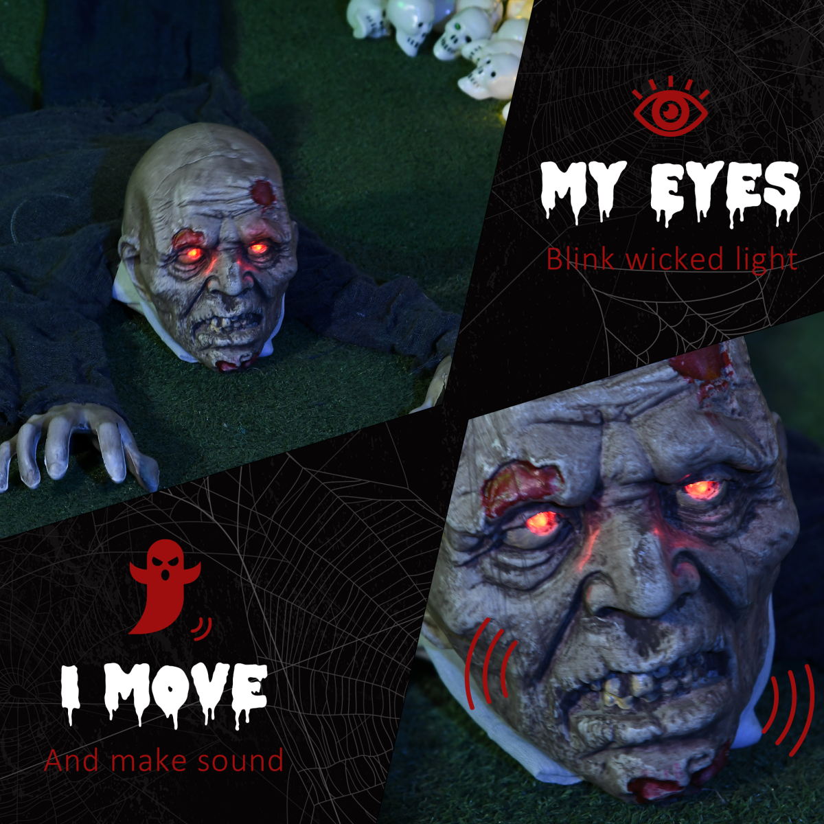 HOMCOM 5.2ft Halloween Outdoor Decoration Crawling Zombie, Sound Activated – product image 5