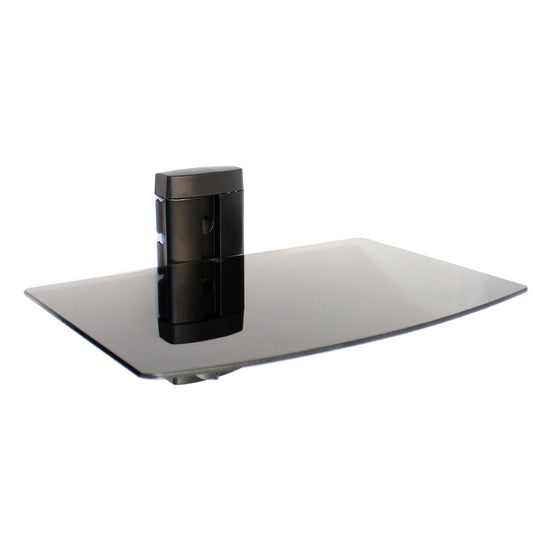 Tempered Black Glass Floating Shelf 1 Tier | M&W	