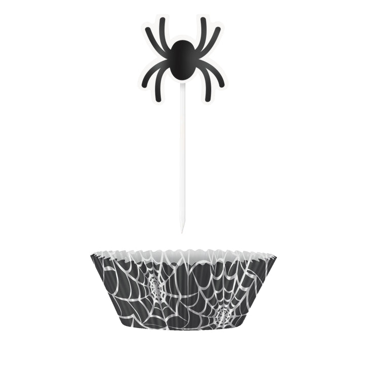 Black Spider Web Cupcake Kit (24pc)