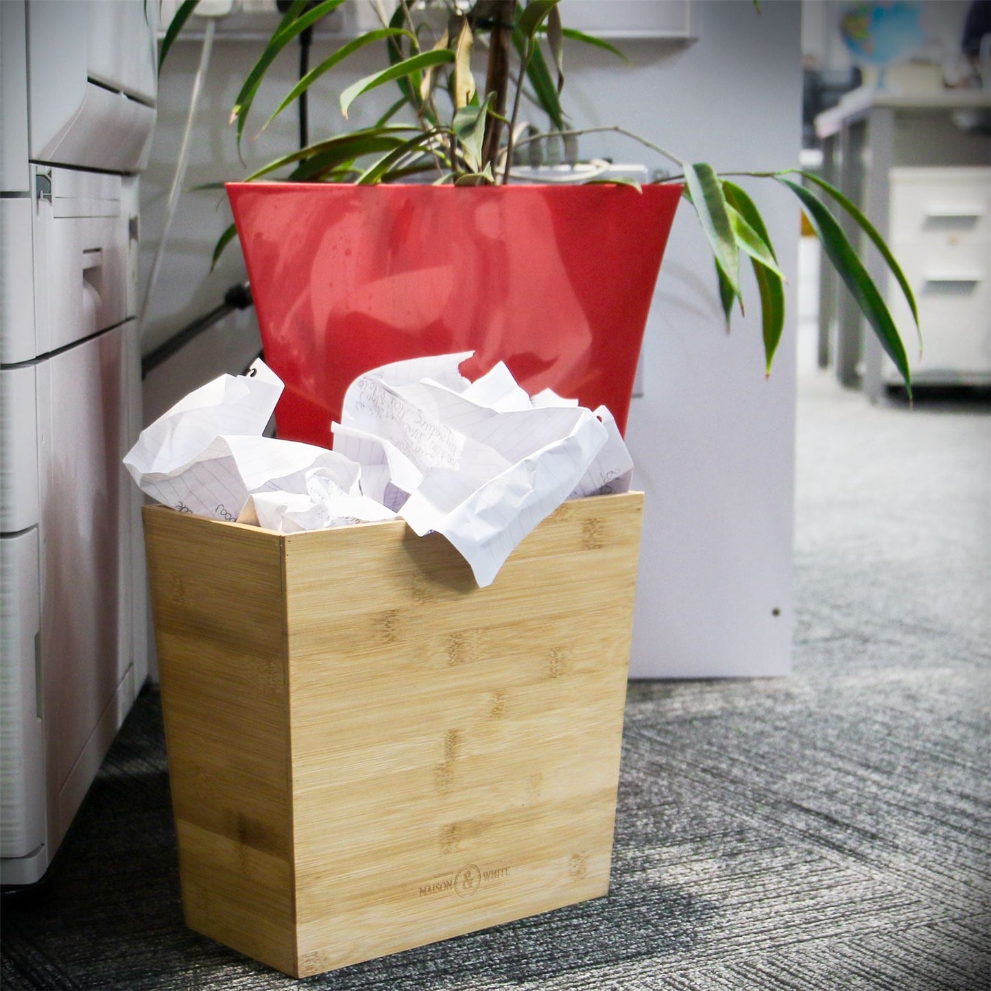 Bamboo Waste Paper Bin | M&W	
