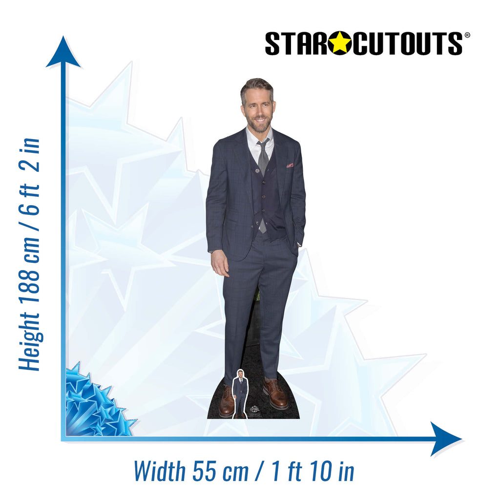 CS704 Ryan Reynolds Smart Casual Suit Height 188cm Lifesize Cardboard Cut Out With Mini – product image 2