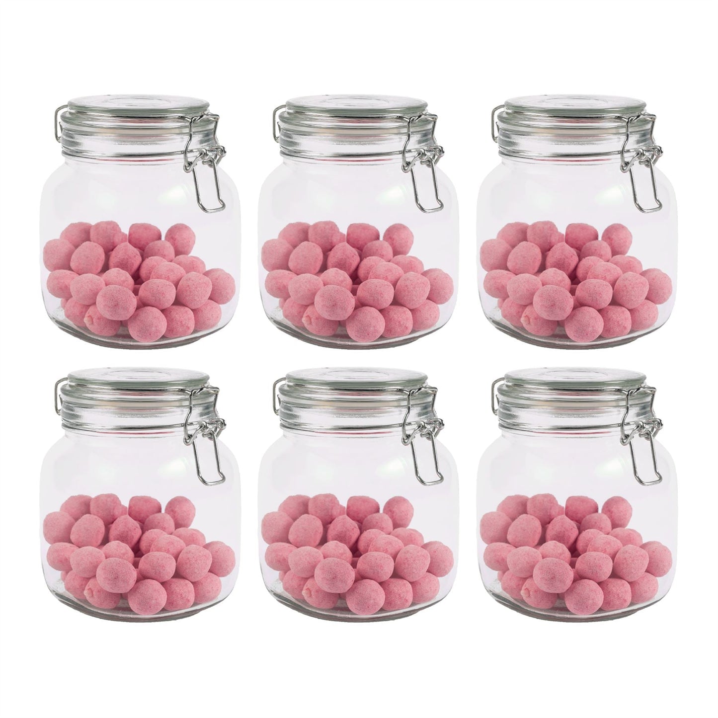 1L Glass Storage Jars with Clip Top Lid - Set of 6 | M&W	