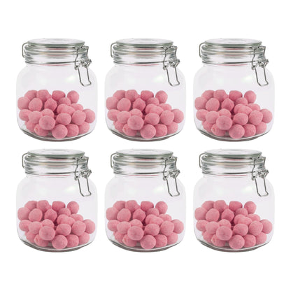 1L Glass Storage Jars with Clip Top Lid - Set of 6 | M&W	