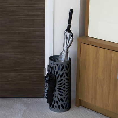 Round Metal Umbrella Stand in Grey | M&W	