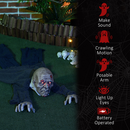 HOMCOM 5.2ft Halloween Outdoor Decoration Crawling Zombie, Sound Activated