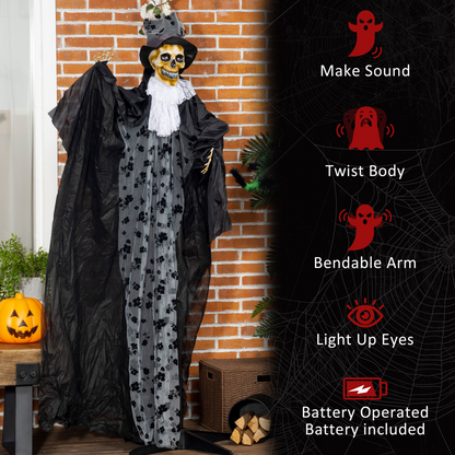 Outsunny 189cm Animated Prop Ghost Bridegroom, Indoor Halloween Decorations