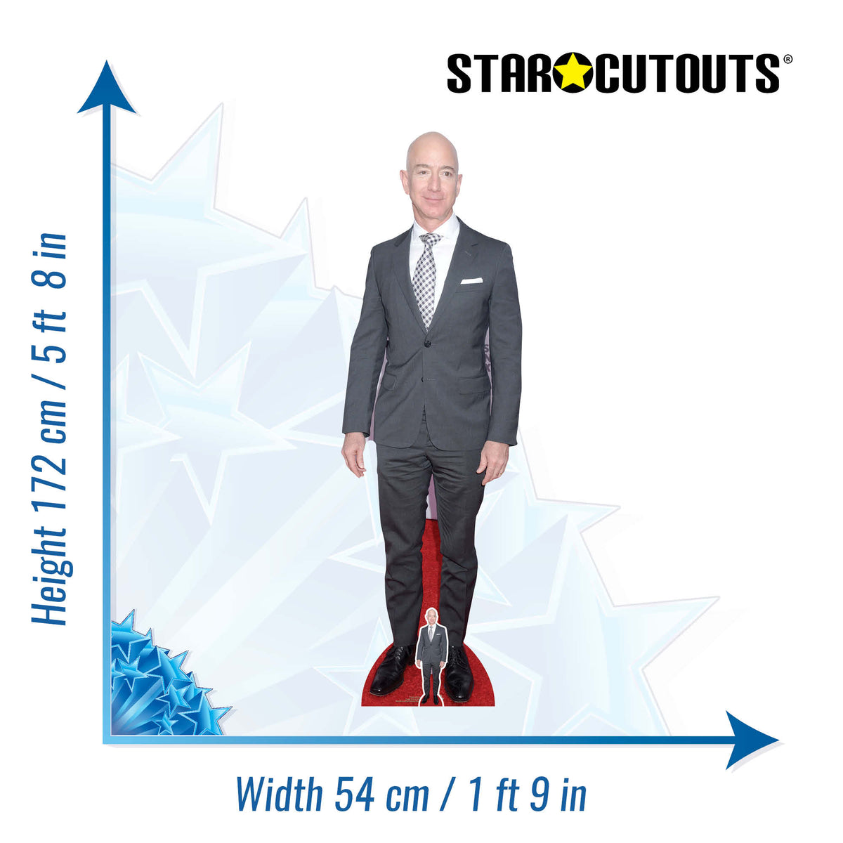 CS864 Jeff Bezos Buisnessman Height 172cm Lifesize Cardboard Cut Out With Mini – product image 2