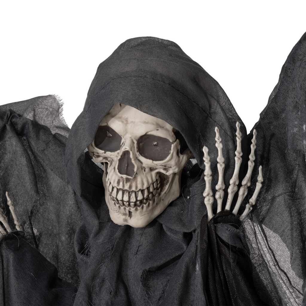 HOMCOM Winged Grim Reaper Animatronic Prop w/ Light Up Eyes, for Haunted House
