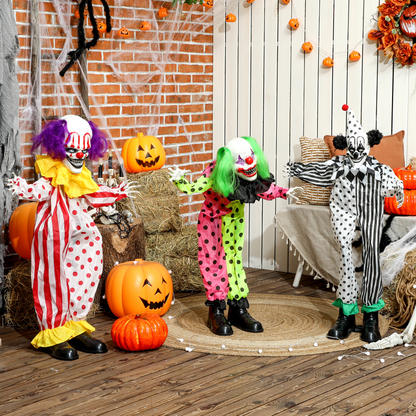 Outsunny Sound Activated Stackable Halloween Animatronics Clowns