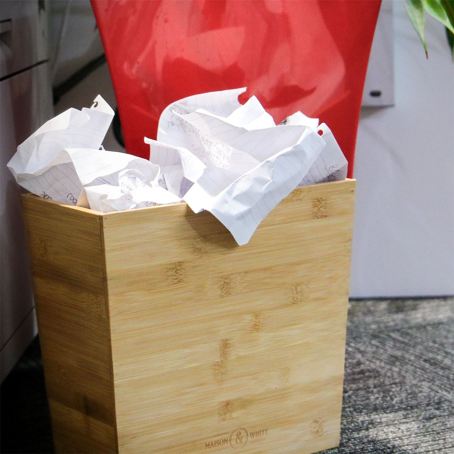 Bamboo Waste Paper Bin | M&W	