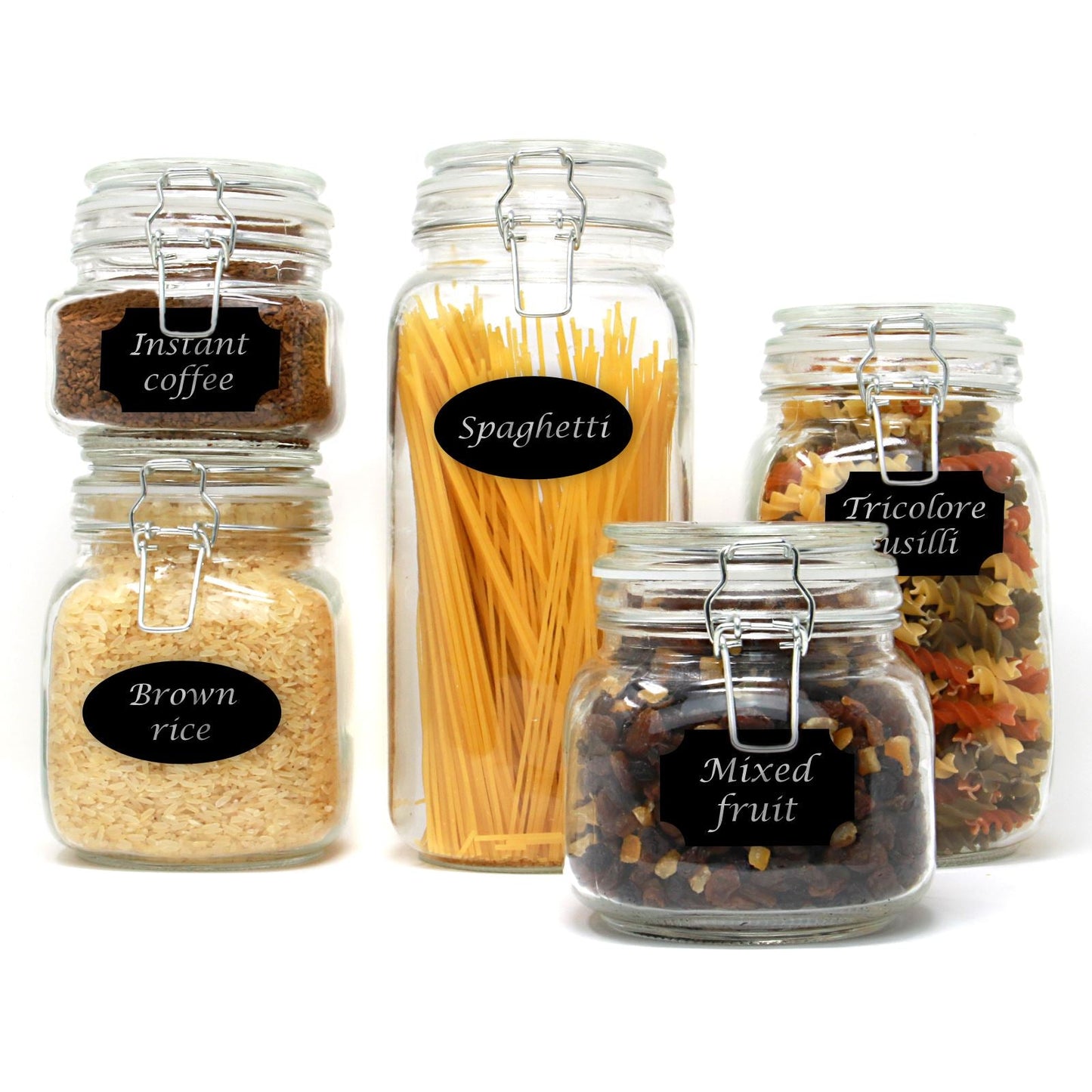 Clip Top Glass Storage Jars - Assorted Set of 5 | M&W	