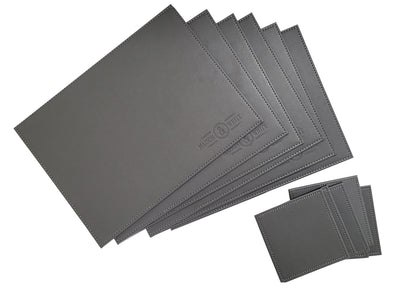 Faux Leather Placemats & Coaster Table Set Grey - 12 Piece | M&W	