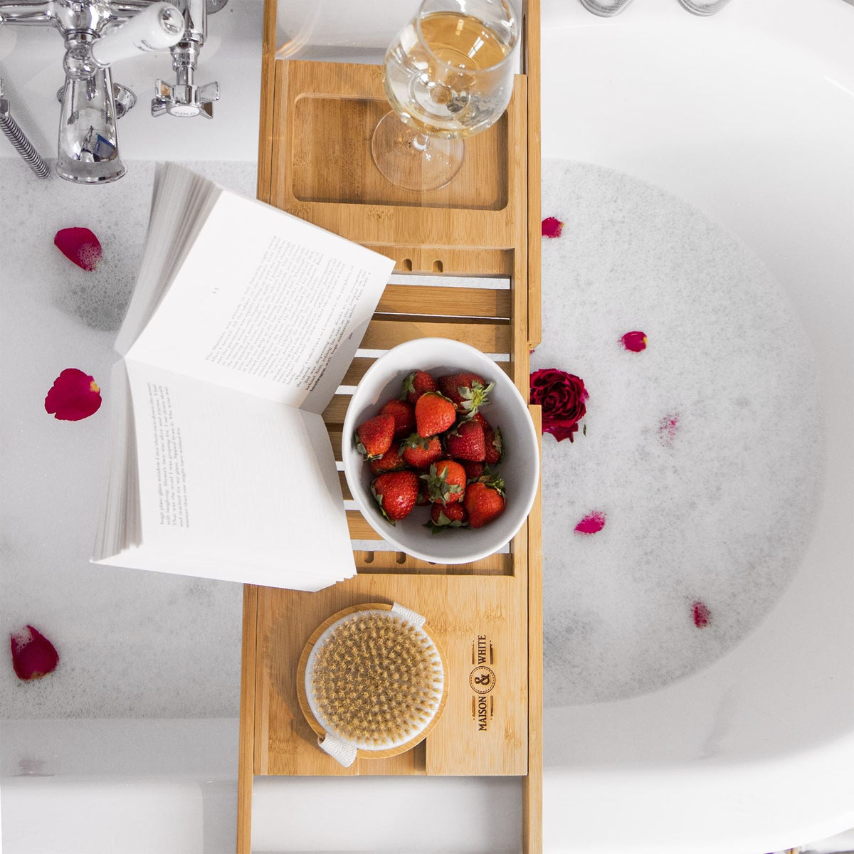 Extendable Bamboo Bath Caddy | M&W	