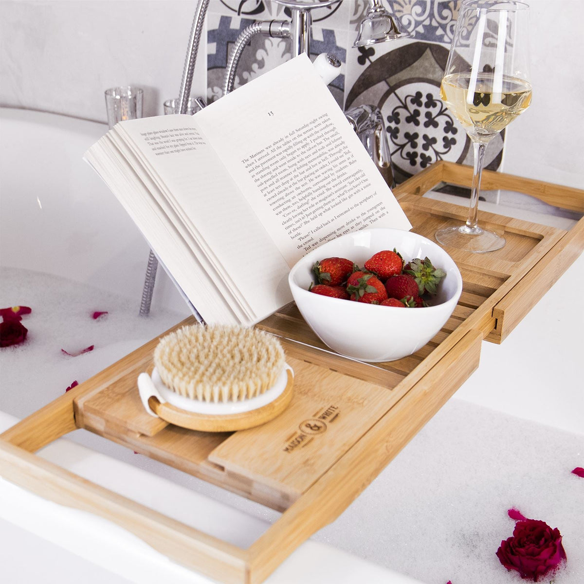 Extendable Bamboo Bath Caddy | M&W	