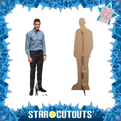 CS1138 Cristiano Ronaldo Blue Shirt Footballer World Cup 2026 Height 188cm Lifesize Cardboard Cut Out With Mini