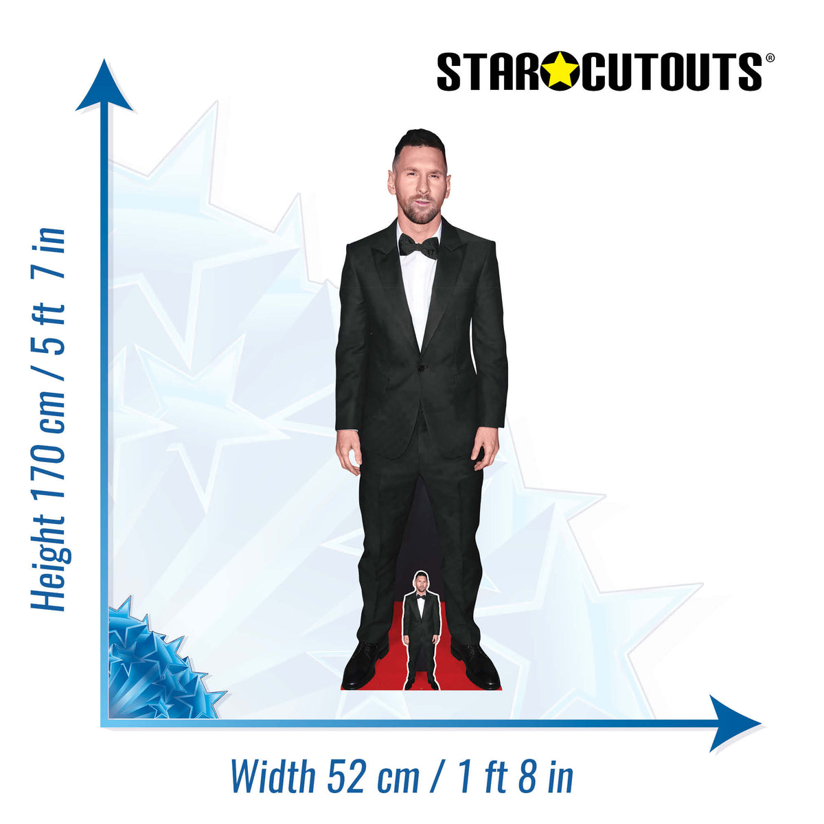 CS1170 Lionel Messi Footballer World Cup 2026 Black Suit Height 170cm Lifesize Cardboard Cut Out With Mini – product image 3