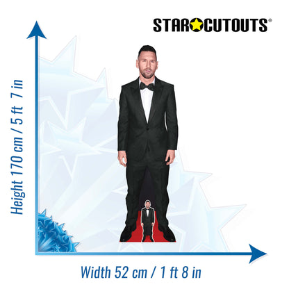 CS1170 Lionel Messi Footballer World Cup 2026 Black Suit Height 170cm Lifesize Cardboard Cut Out With Mini